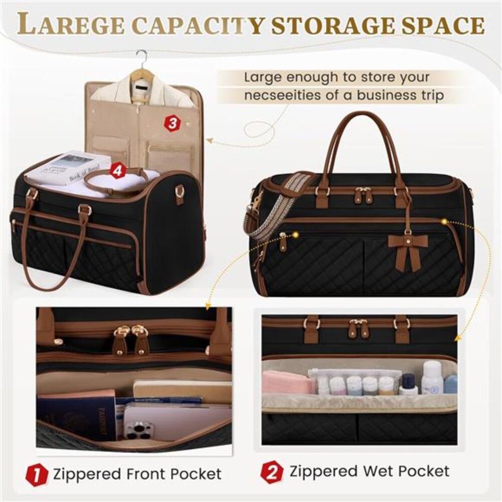 Women's Travel Bag Convertible Garment Duffle Bag - Picture 4 of 6